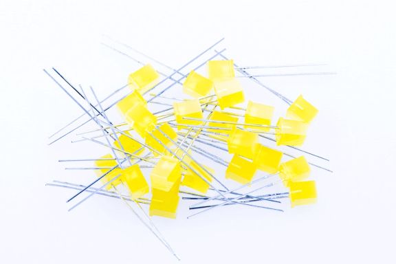 25 Yellow LED Square Shape 5 by 5 mm Diffused